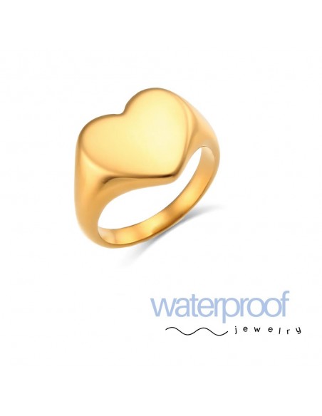 Anillo Waterproof Corazón Oro