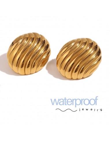 Pendientes Waterproof Botón Rallado Oro
