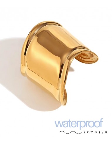 Brazalete Waterproof Ancho y Forma Ondulada Oro